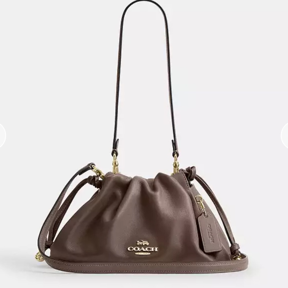 Coach Faye Dark Stone Shoulder Bag with Gold Accents